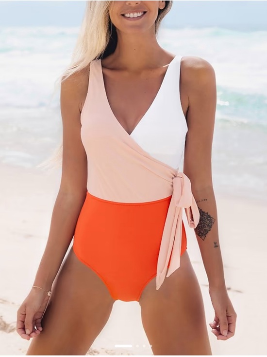 Cupshe Other - CUPSHE One Piece Swimsuit Wrap Color Block Tie Wrap NWT